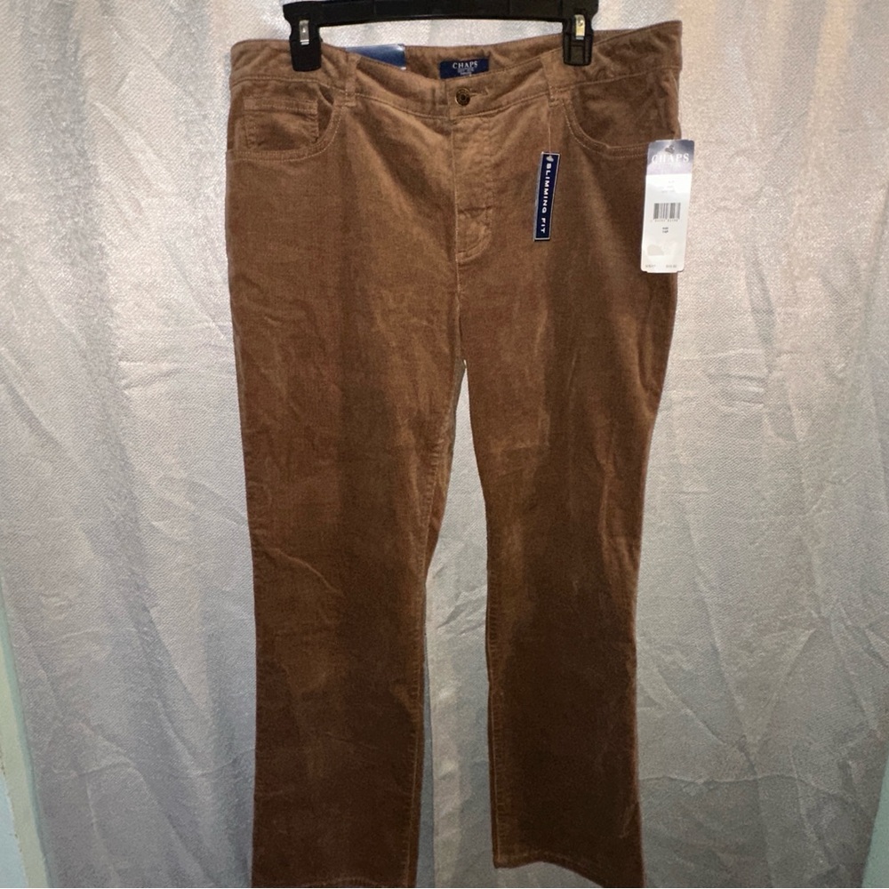 Chaps Women's Corduroy Jeans Size 14 P Walnut Brown Slimming Fit Stretch Cotton